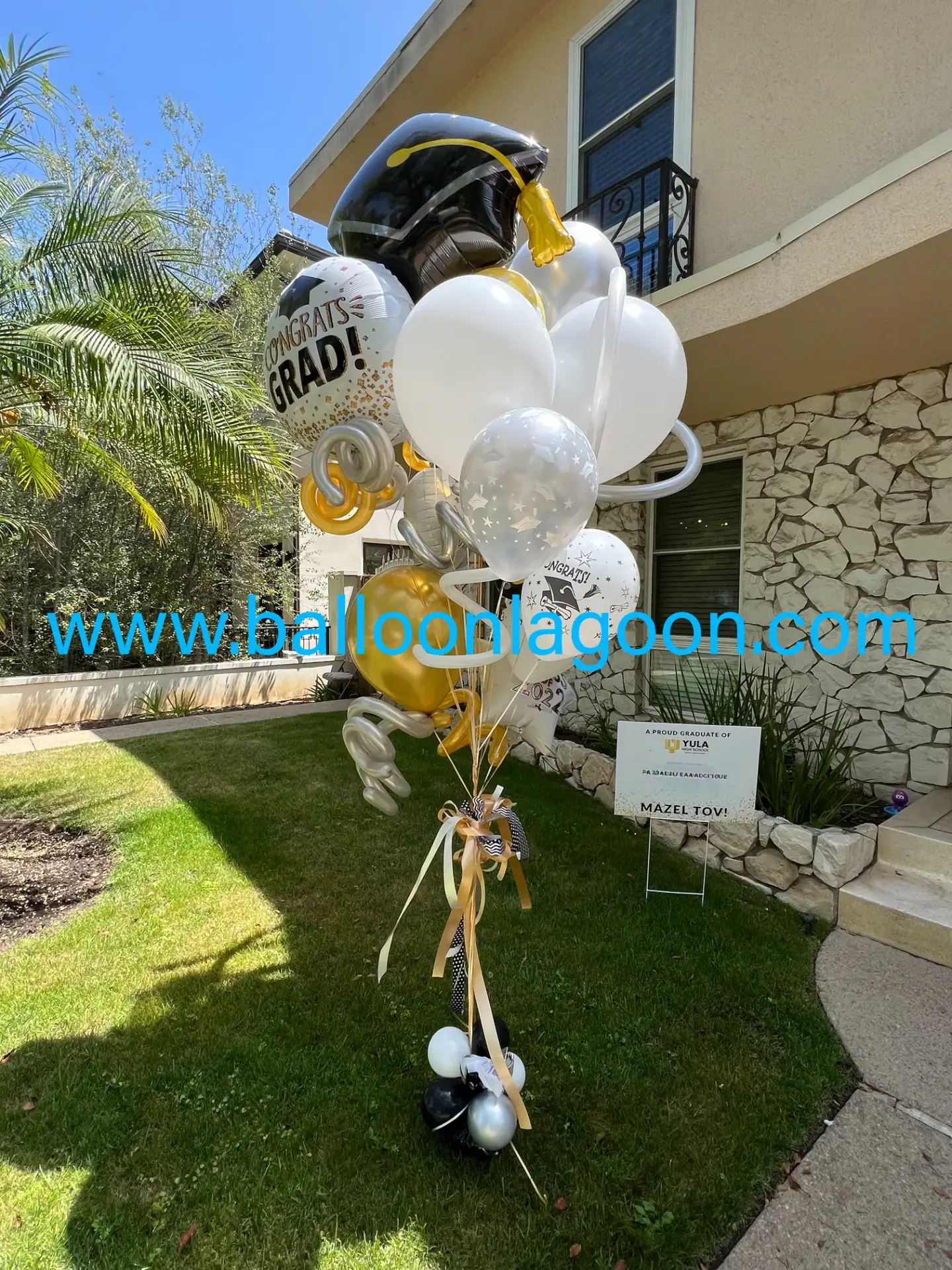 Graduation balloon display for a Los Angeles commencement celebration